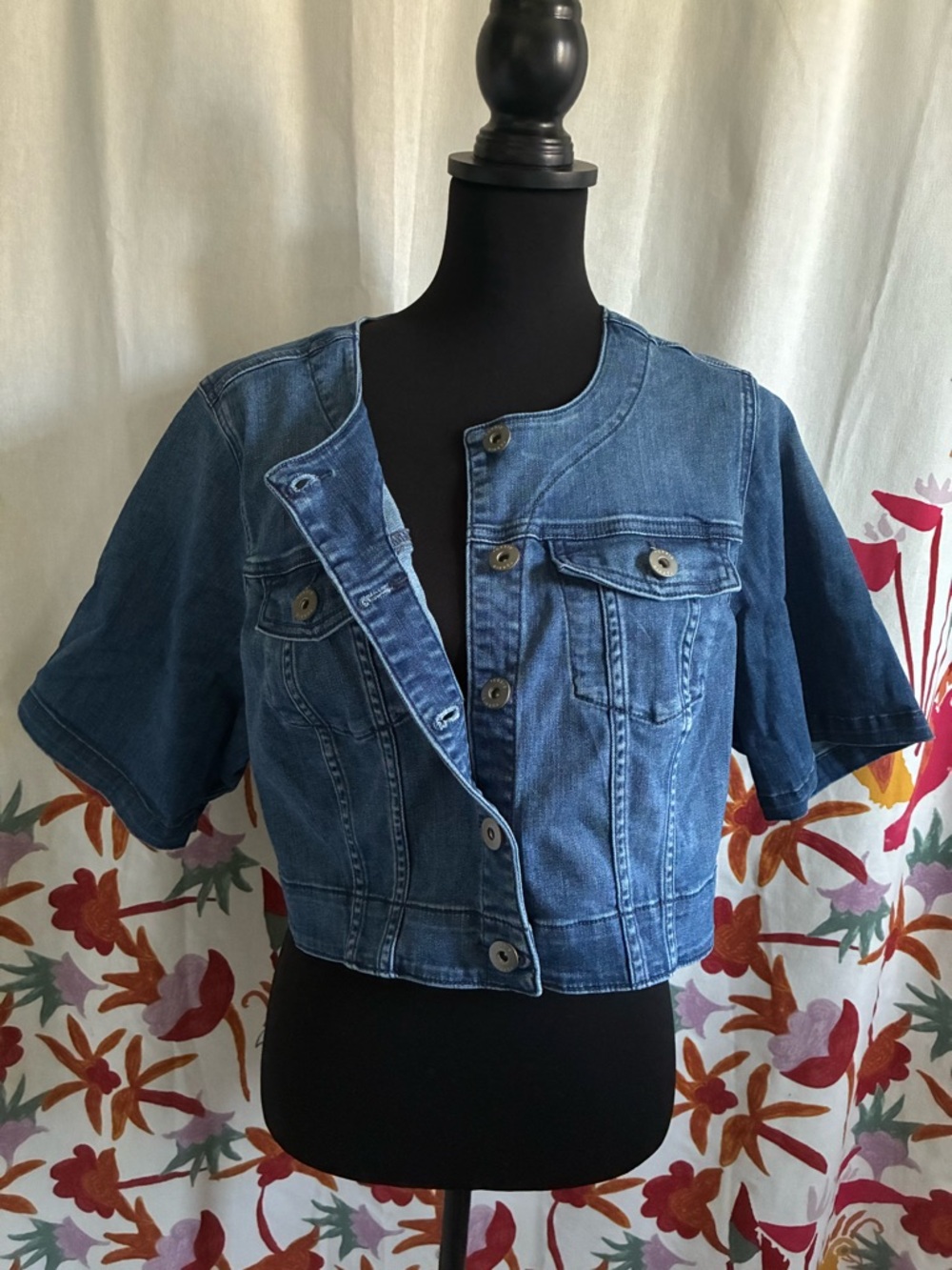 Torrid Cropped Short-Sleeve Denim Jacket - Plus Size 2X